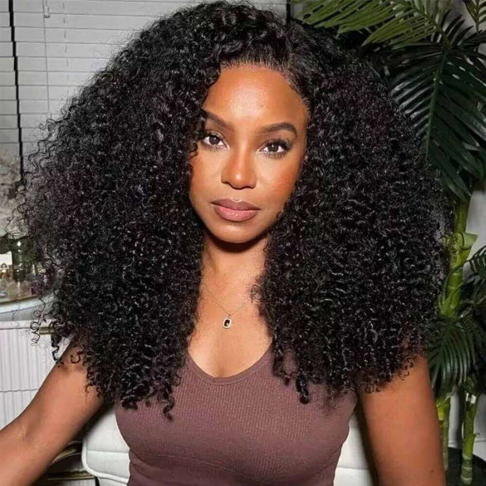 Curly 13x4 Lace Front Wigs PrePlucked Kinky curly Human Hair Wig For Black Women