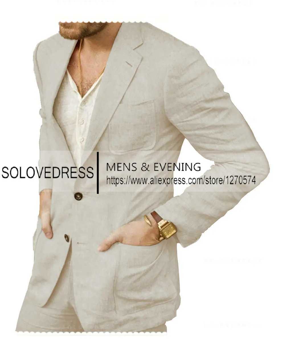 Summer Linen Suit Men Casual Party Classic Blazer Pants 2 Pieces Holiday Travel Tailor-made Breathable Cool Male Outfits X250704