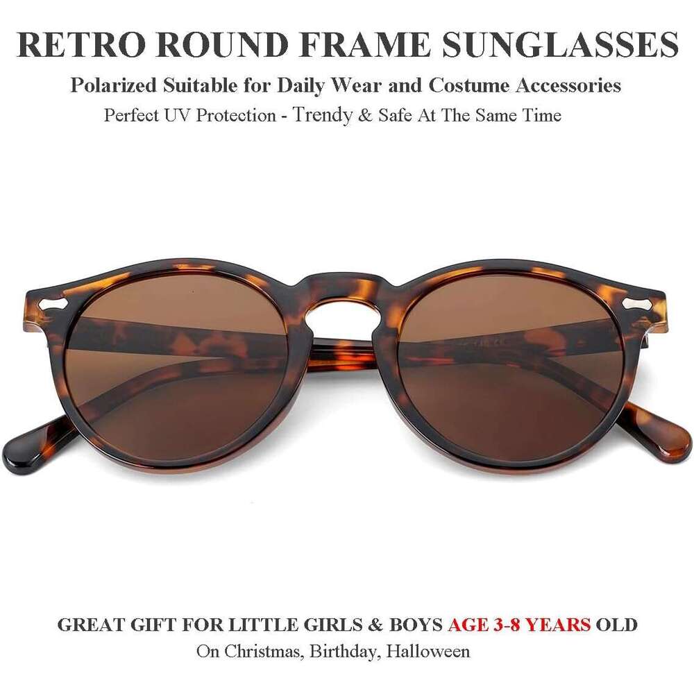 Cute 3 Round Polarized Sunglasses for Kids Girls Boys Age 3-8