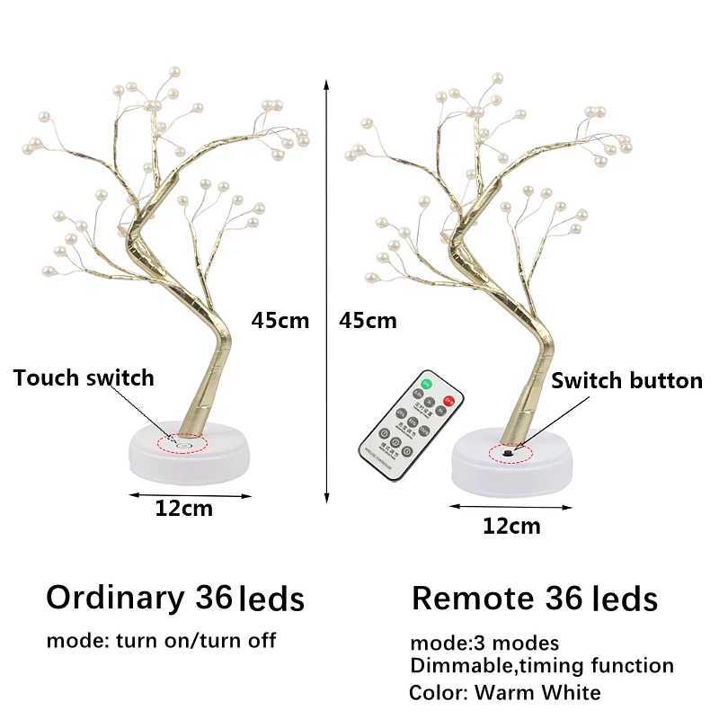 36/108 LED Tree Table Night Light USB Battery Operated Table Lamp Birthday Home Fairy Bedroom Indoor Kids Bar Decoration XJ250703