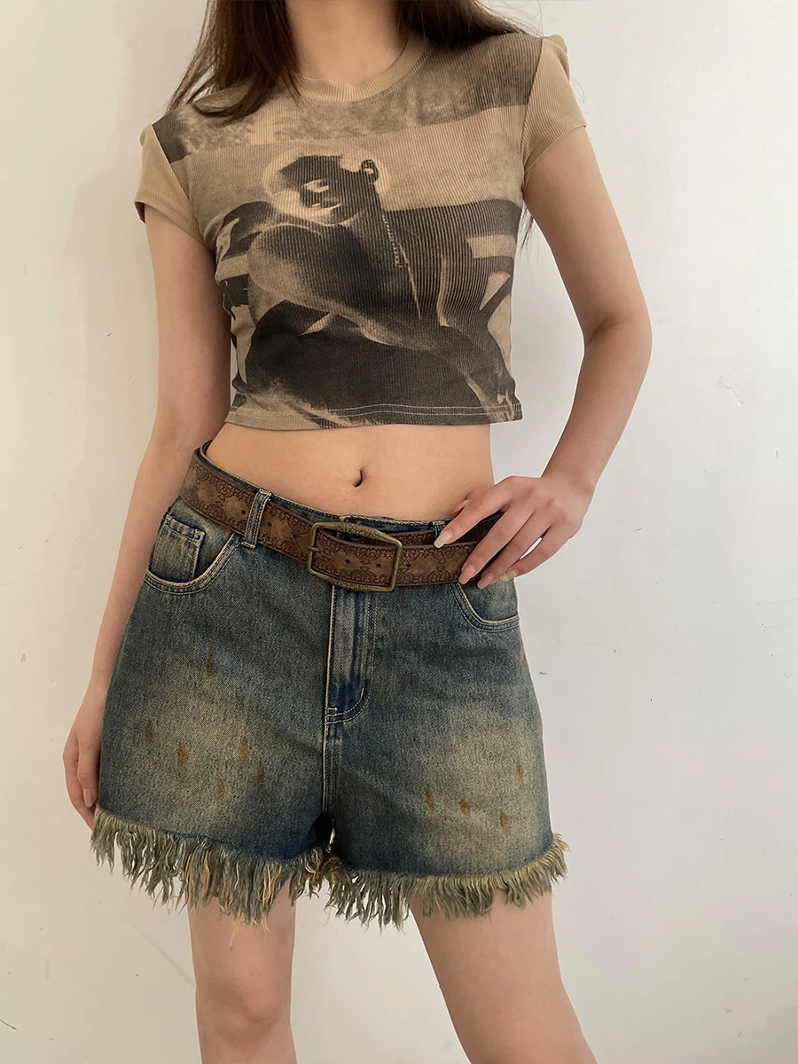 N Retro Y2K Belt WOMENS National Wind Belt with Jeans Belt Senior Sense of Brown 250701