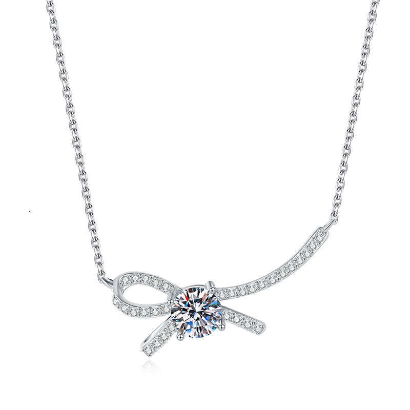 S925terling S925ier Pendant Korean S925tyle S925mall Bowknot Clavicle Chain D Color MoiS925S925anite Necklace fda