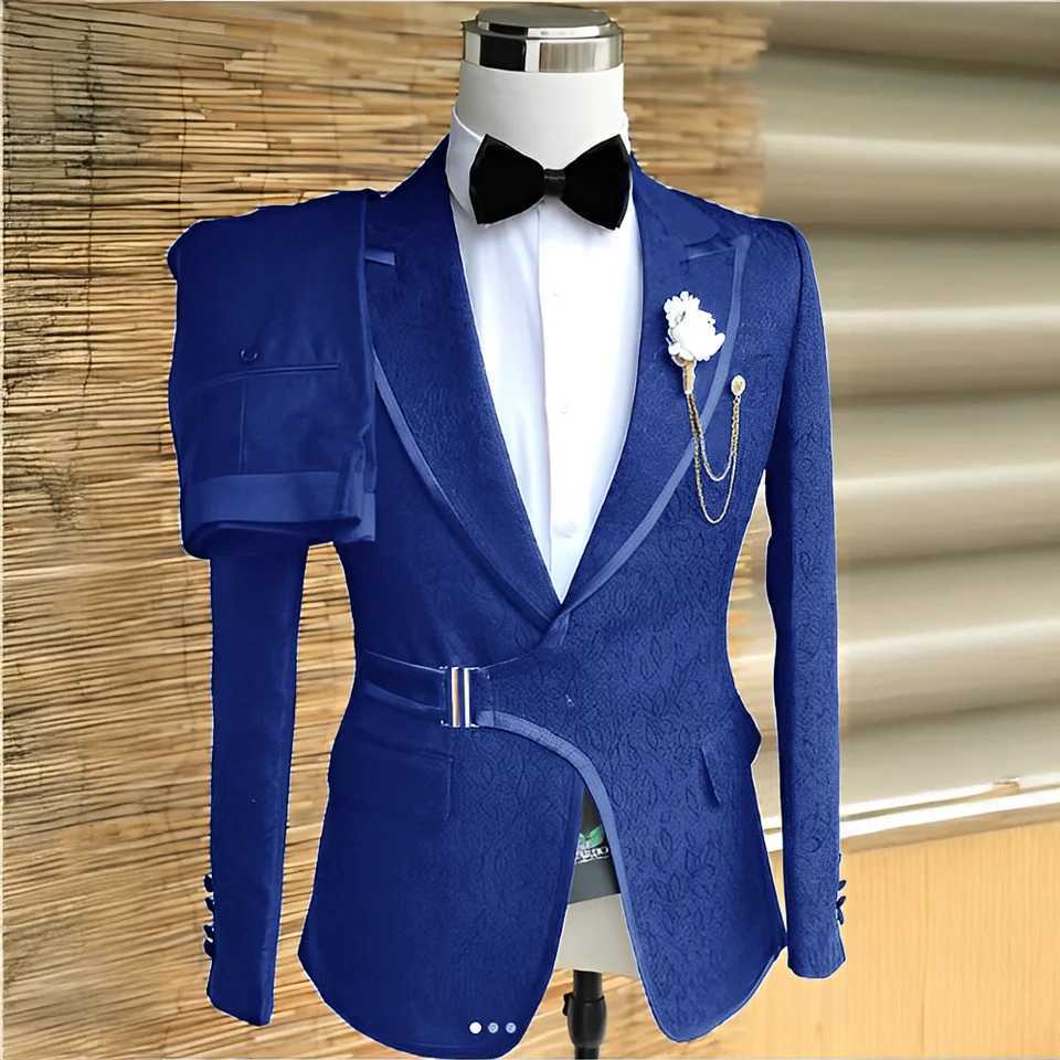2 Piece Jacquard Mens Suit Set Formal Wedding Groom Tuxedo High Quality Jacket Pants Party Evening Outfit Men X250704