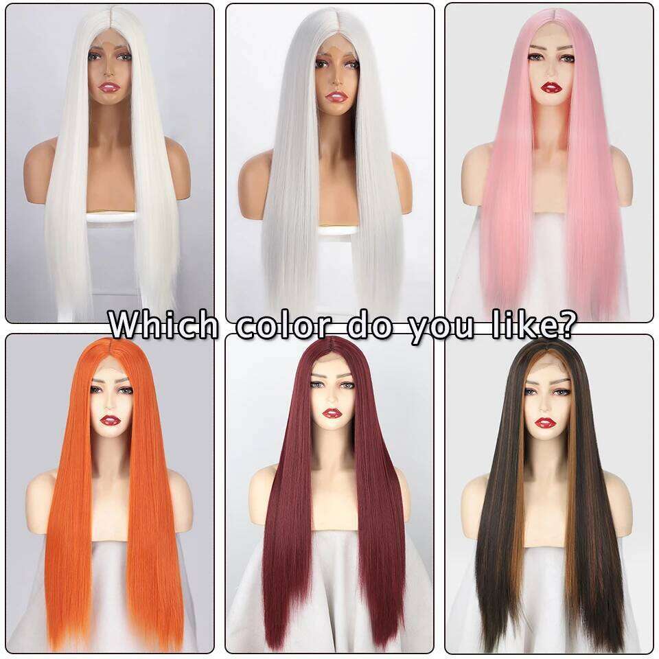 I's a wig Long Straight White Cosplay Synthetic Wigs Women 60 613 Blonde Grey Pink Black Color for Daily Party Lolita