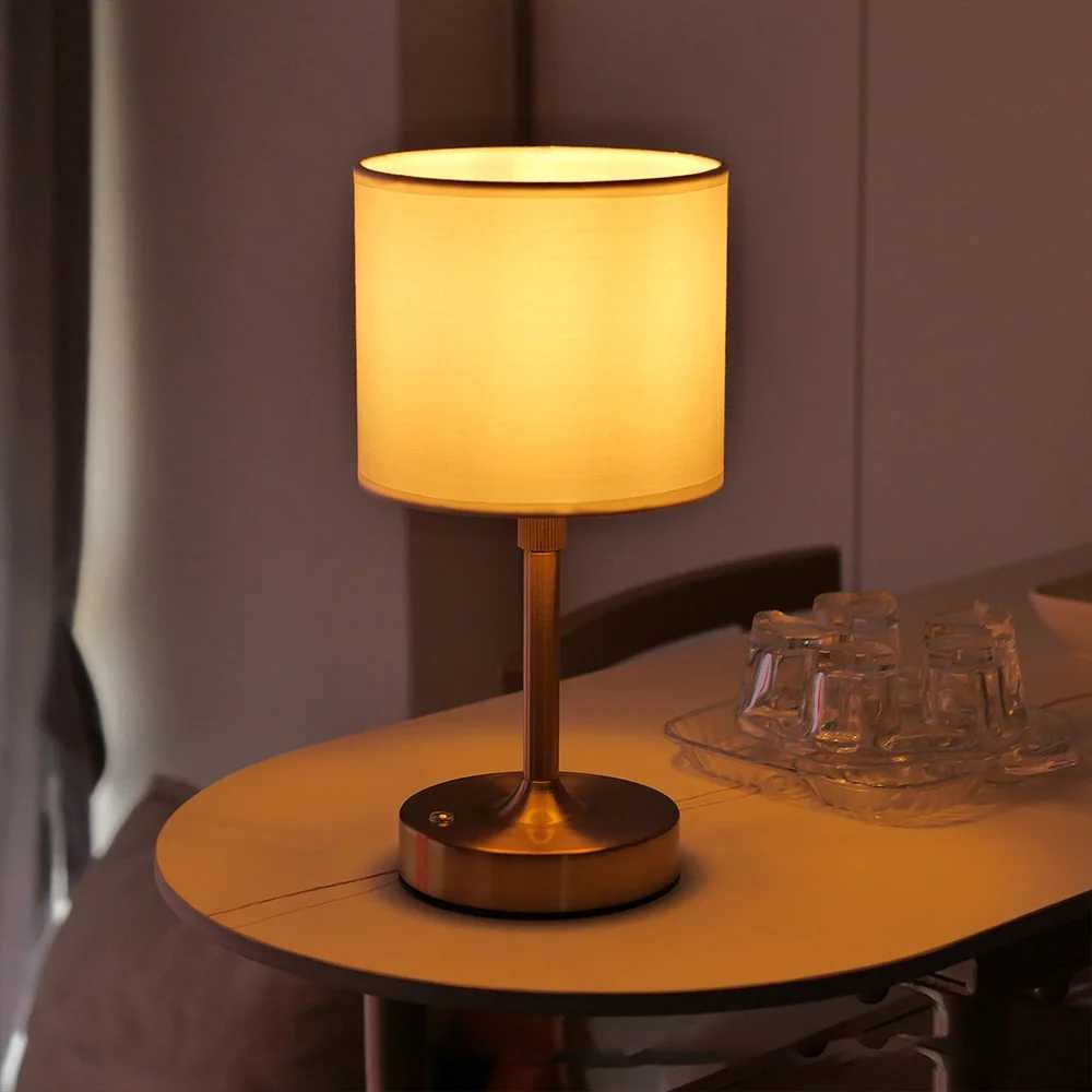 Fabric Desk Lamp Rechargeable Touch Table Lamp Replaceable E12 Bulb 2700K For Restaurant Hotel Room Bedside Decor LighingXJ250703
