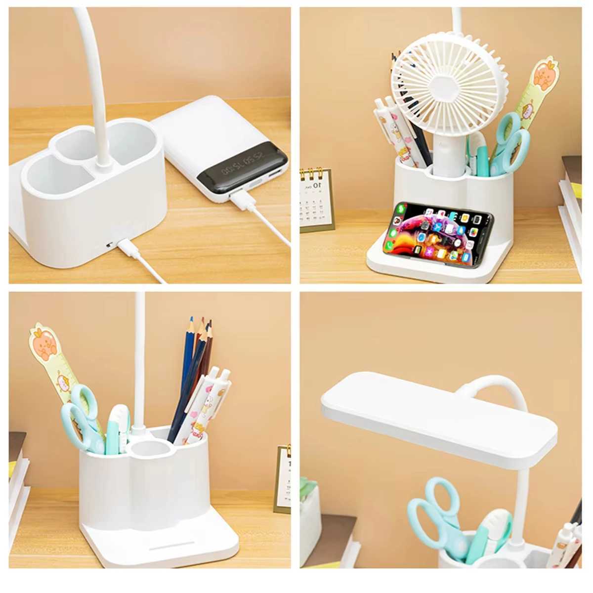 USB Rechargeable LED Table Lamp Learning Dormitory Storage learning tools Night Light For Bedroom 3 Colors Eye Protection XJ250703