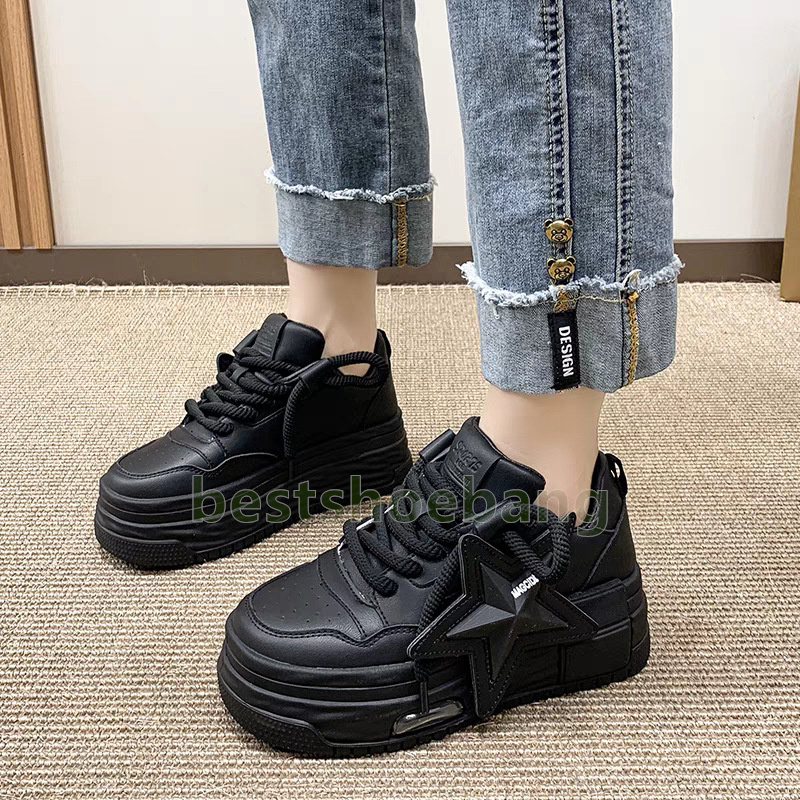 new spring autumn sneakers thick-soled trainers designer shoes womens comfort casual fashion non-slip height increasing durable walking women shoes