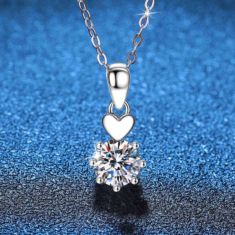 S925 Pure S925ier for Women Pendant Light Korean S925tyle Heart BelongS925 1 caratS925 MoiS925S925anite Necklace ad9