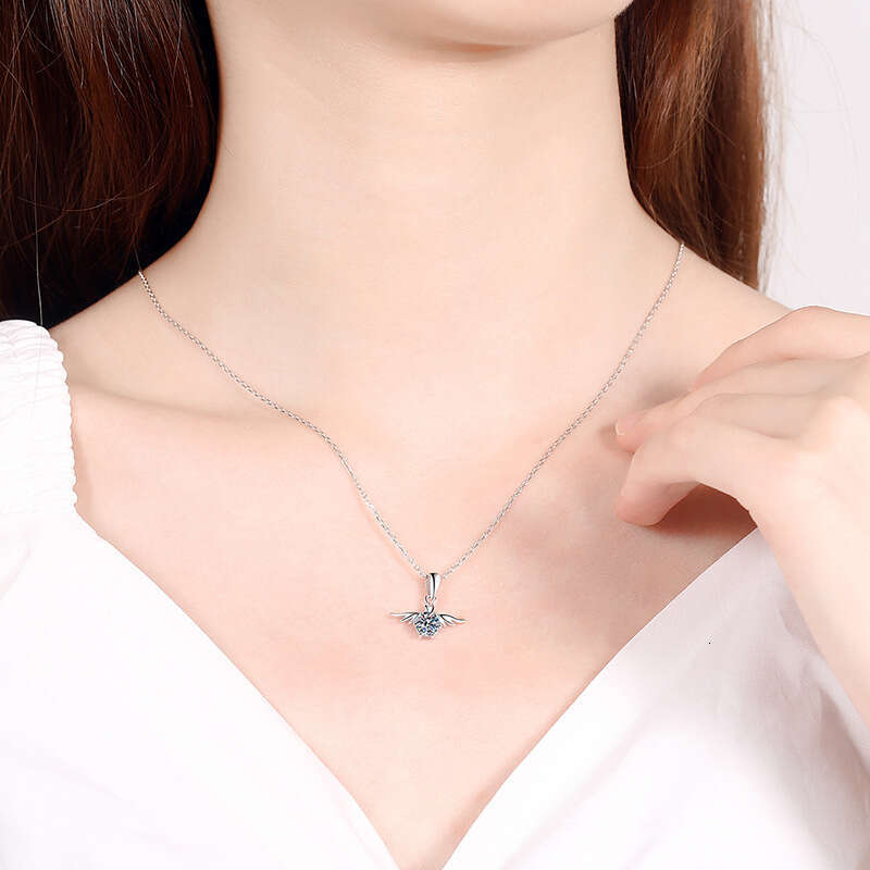 S925 Pure S925ier Plated Pendant Women'S925 Angel WingS925 50 PointS925 MoiS925S925anite Necklace 38f