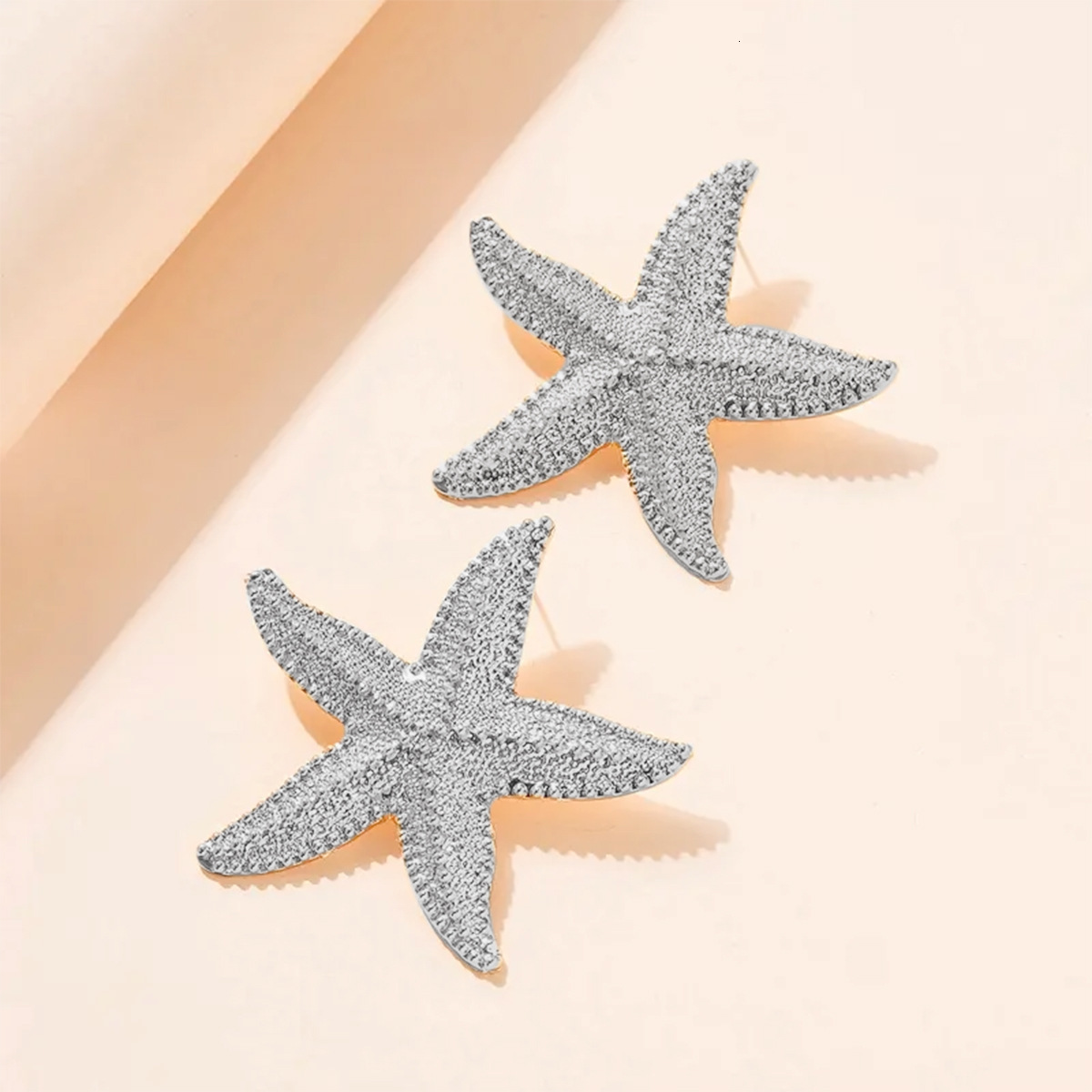 INS Style Summer Fresh Ocean Shell Gold Stainless Steel Starfish Earrings Jewelry