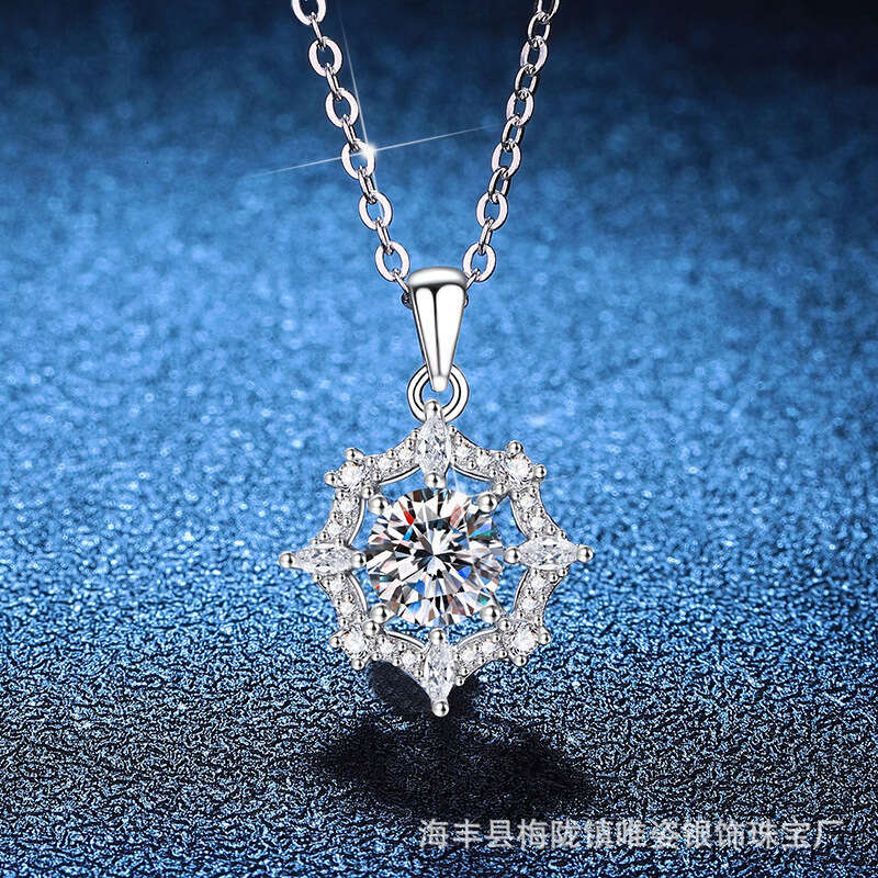 1 caratS925 Dreamcatcher S925ier Four-Pointed S925tar High-End MoiS925S925anite Necklace 53e
