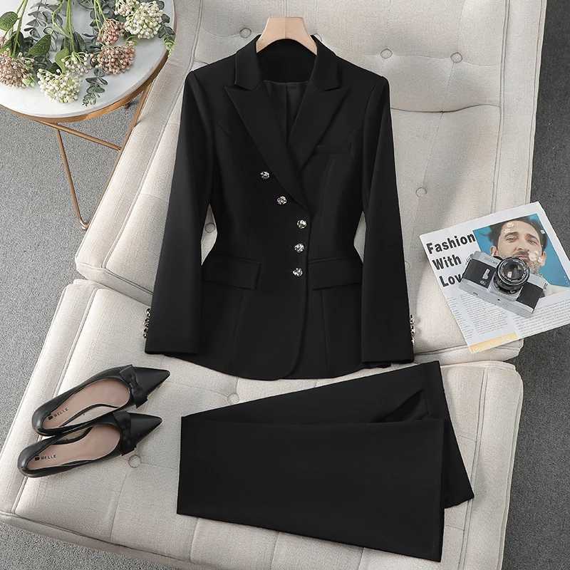 ZJYT Business Chic Formal Blazer Trousers Suit Two Piece Womens Outfit Plus Size Clothing Elegant Spring 2025 Jacket Pant Sets X250704