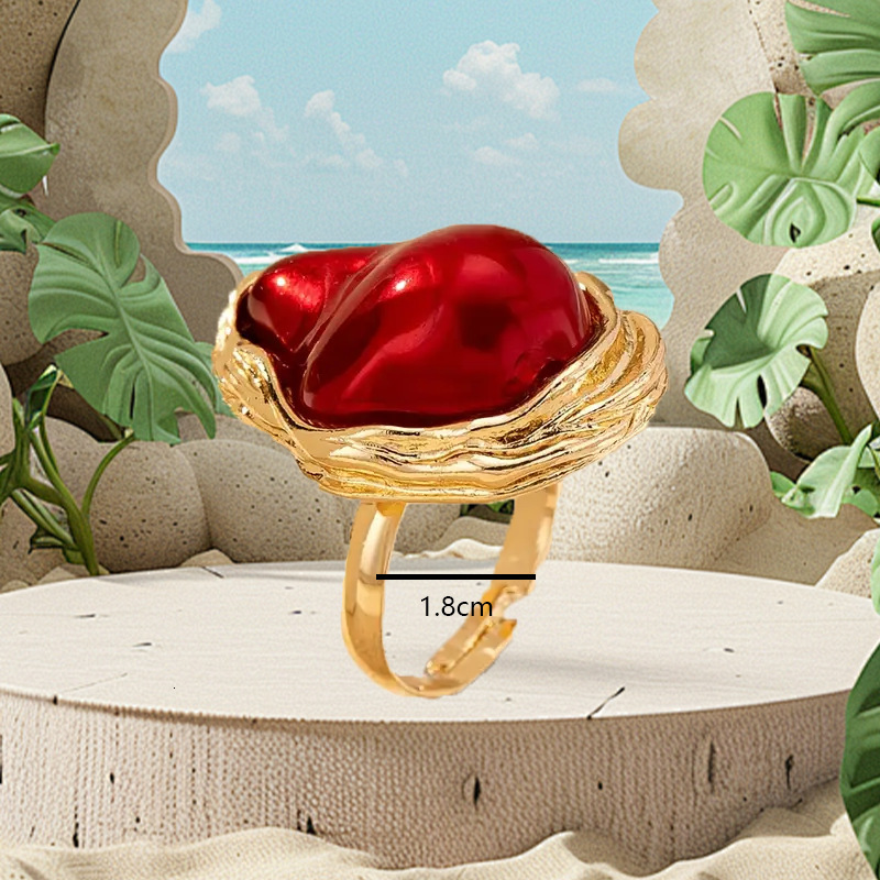 French Style Irregular Pearl for Women, Exaggerated Index Finger Ring, Unique Fashion Design, New Trendy Open Ring