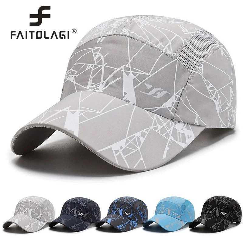 Men Quick Dry Mesh Baseball Cap Summer Breathable Outdoor Sport Sunscreen Sun Visors Fashion Geetric Print M Snapback Hats X250704