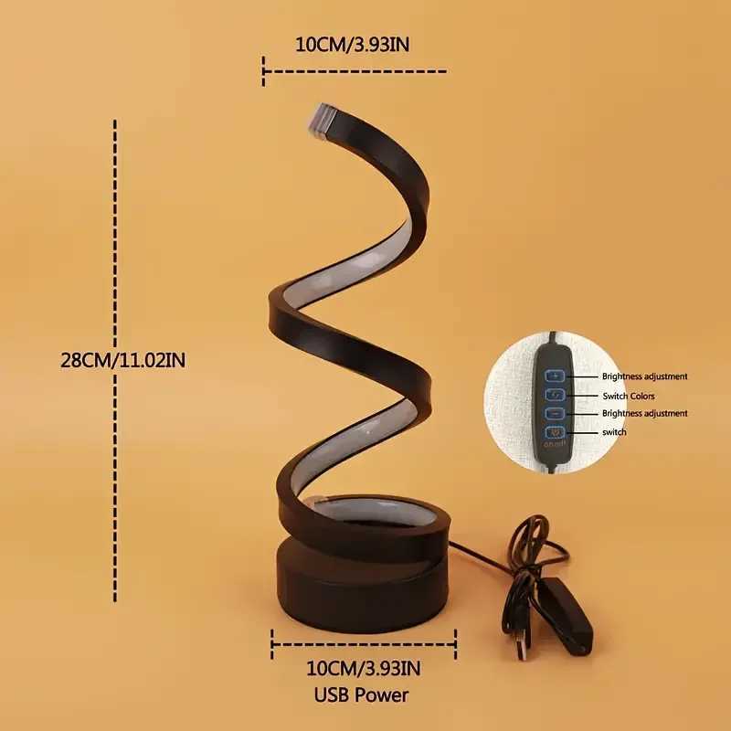 Modern Minimalist Dimmable Spiral Table Lamp 3 Color Bedside Lamp Desk Light for Bedroom Living Room OfficeXJ250703