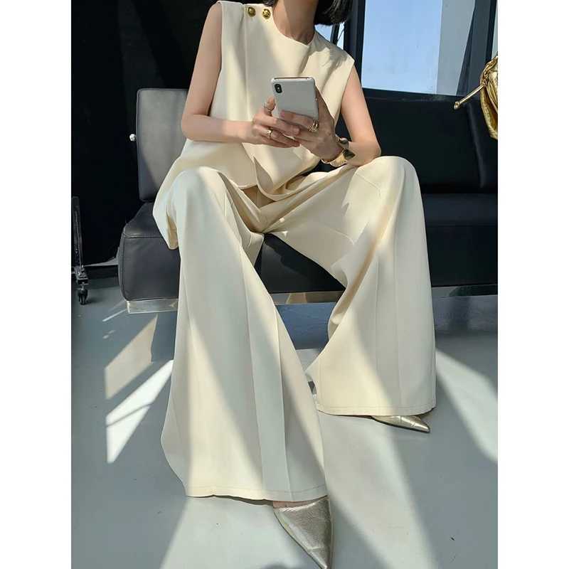 Deconstructed Slveless Vest Suit Set Women Summer Elegant Asymmetric Vest Wrinkle Resistant Avant Garde Office 2Piece Set X250704