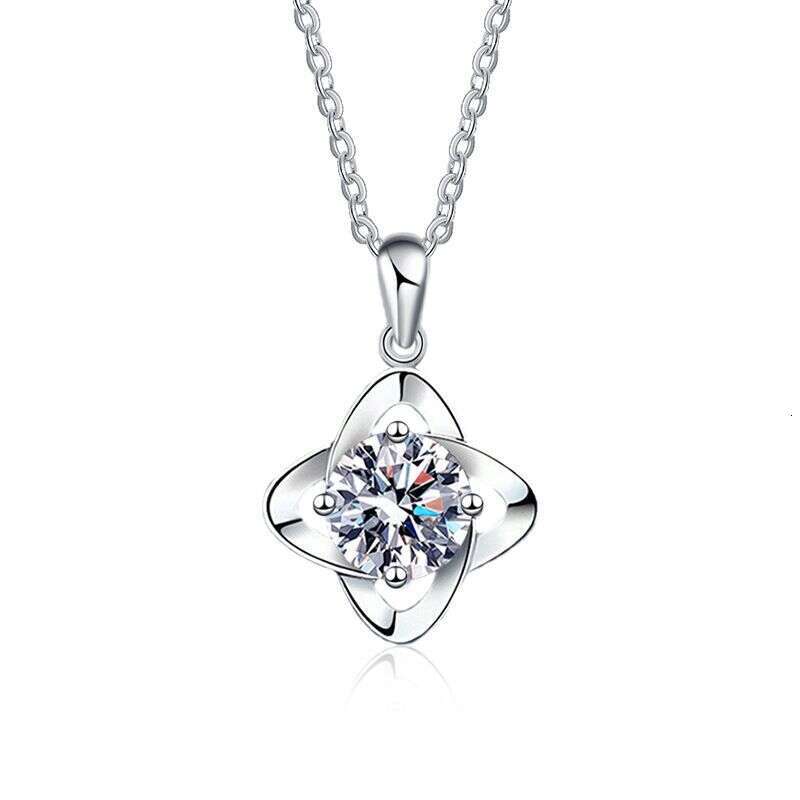 S925 Pure S925ier MoiS925S925anite One caratS925 Pendant ClaS925S925ic Four-Leaf Clover Necklace Qixi Valentine'S925 Day Gift 73f