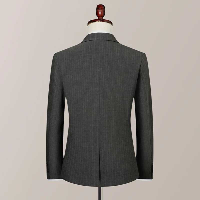 2025 High quality business casual suit (suit + vest + trousers) Fashion British style stripes handsome trend three-piece set X250704