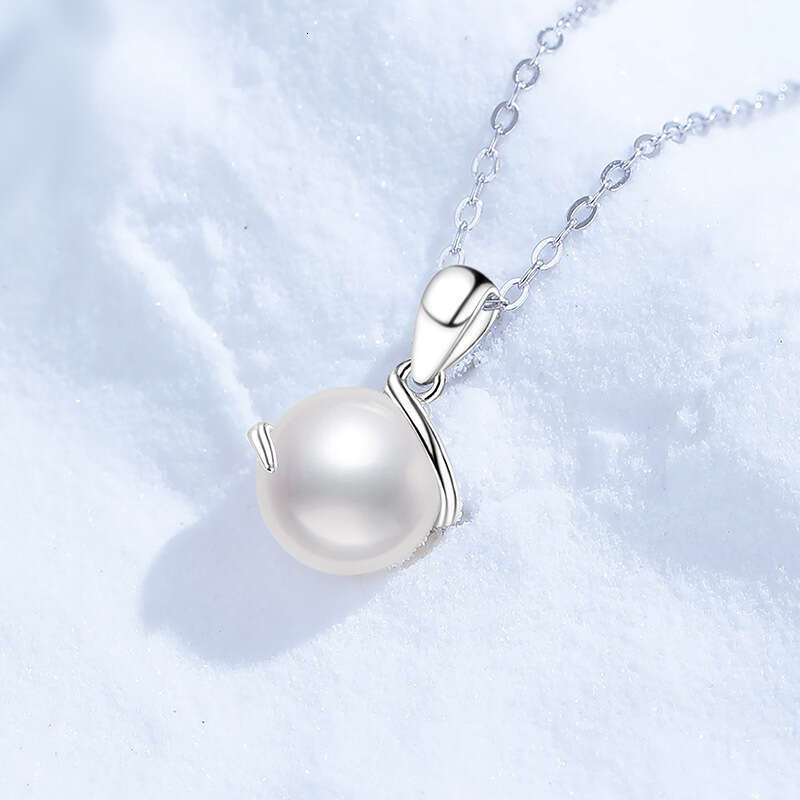 S925 Pure S925ier for Women FreS925hwater Pearl Necklace Perfect Round Bead Choker S925imple and Elegant e94
