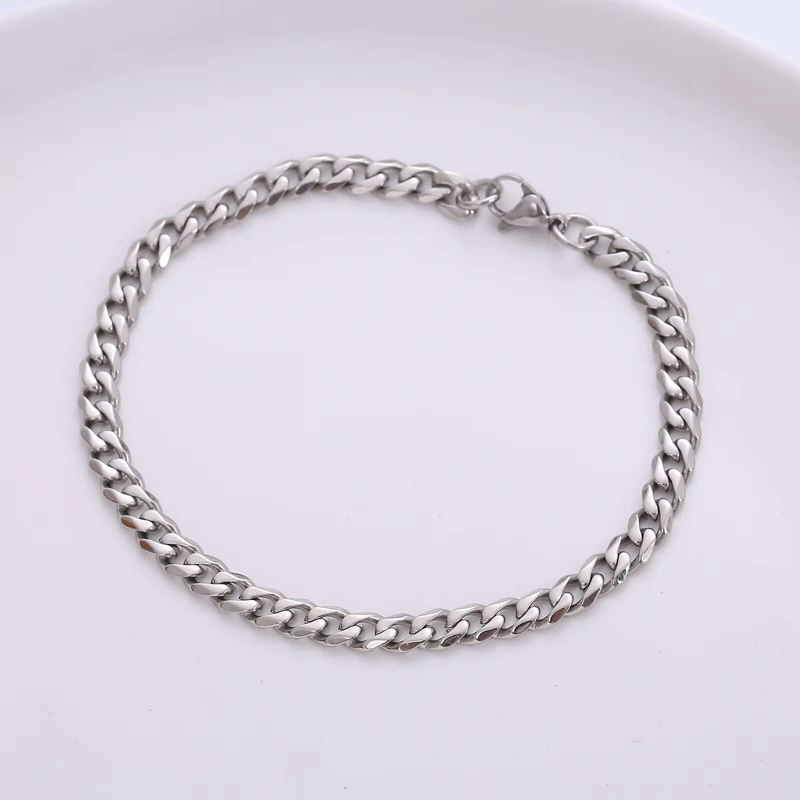 Mens Cuban Link Bracelet with Gold Plating Stainless Steel Silver Black Chain for Anniversaries