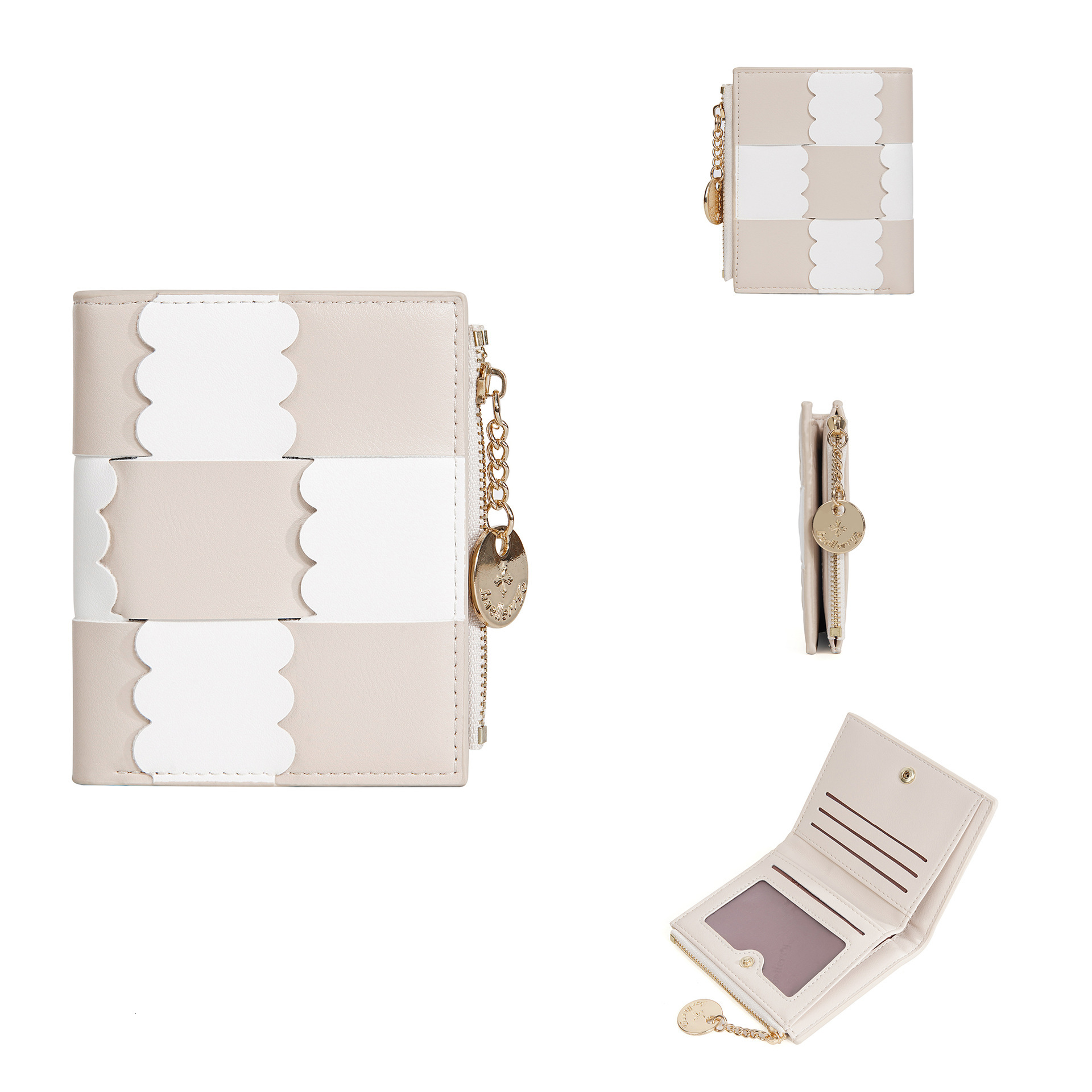 Free Shipping Designer Bag Short PU Versatile Women's Cute Wallet High-end Woven Patchwork Zipper Bag Coin Purse Small Bag
