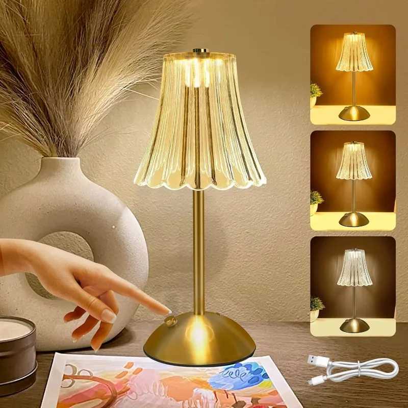 Cordless Table Lamp Rechargeable 3 Color Mode LED Touch Lamp Portable Beside Lamps for Bedroom Living Room Restaurant OutdoorXJ250703