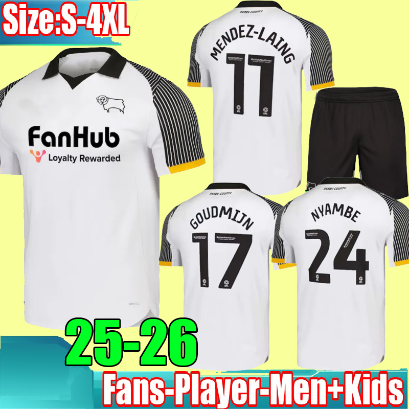 S-4XL 25 26 Derby County soccer jerseys SIBLEY CASHIN NYAMBE NELSON ELDER FORNAH BARKHUIZEN home away 2025 2026 football shirts Men kids kit