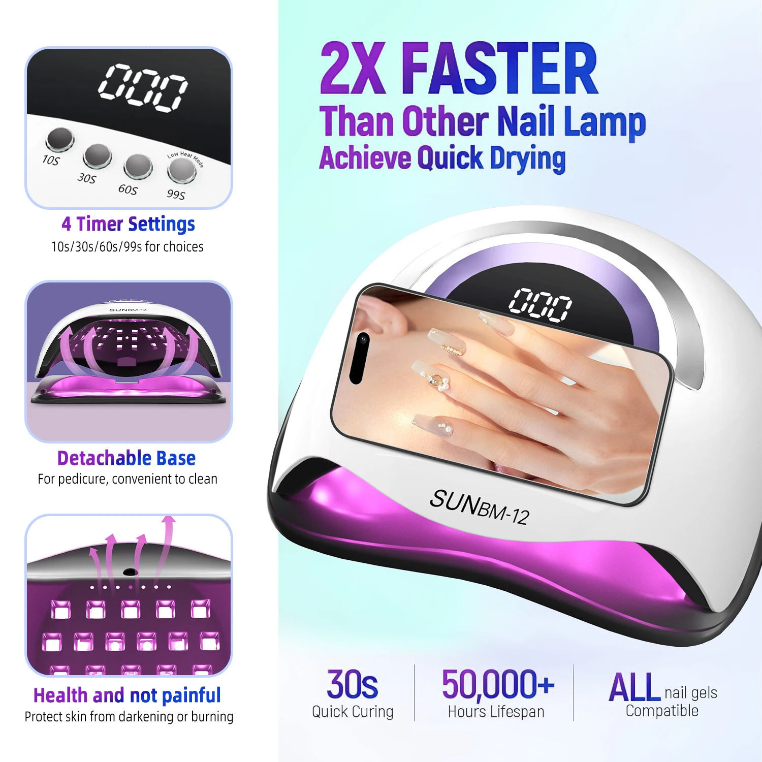 72LEDS Manicure Drying Lamp 300W UV LED Nail Dryer Curing Gel Nail Polish With Smart Timer Professional Nail Salon Tools 250627