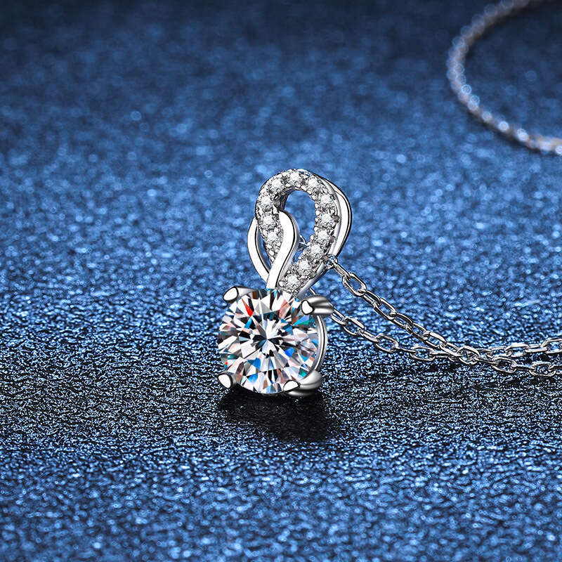 S925 Pure S925ier Pendant Clavicle Chain High-End FaS925hion D Color Plated Premium White One caratS925 MoiS925S925anite Necklace for Women b25