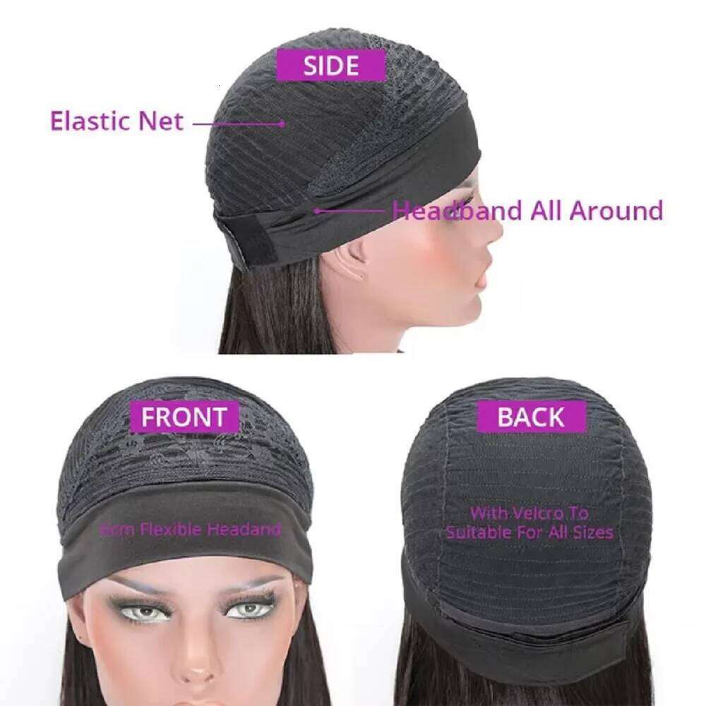 Headband Wigs For Black Women Brazilian Remy Kinky Straight Human Hair Wig Ready To Wear And Go Beginner Friendly