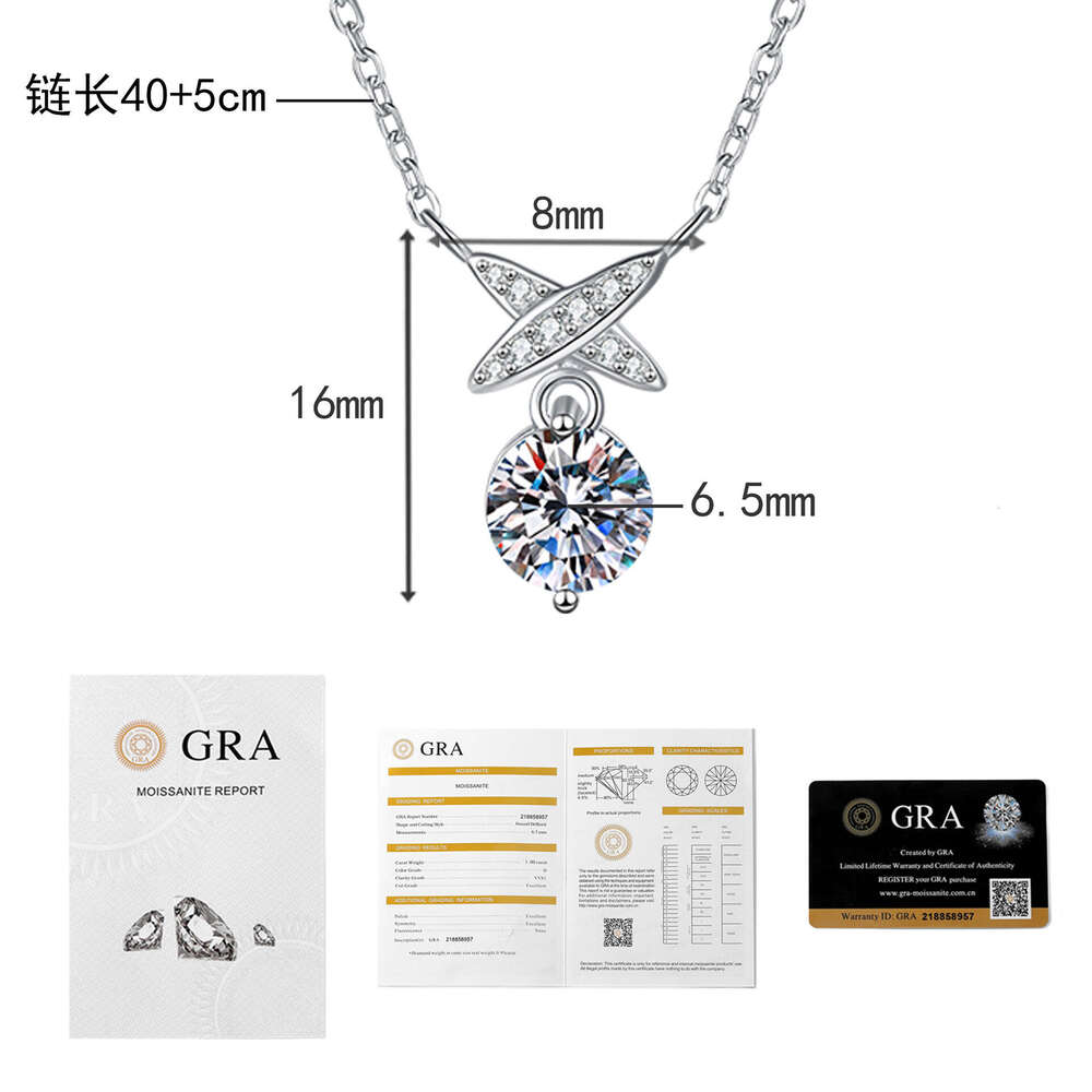 S925 Pure S925ier MoiS925S925anite Necklace for Women, Korean and JapaneS925e S925tyle, Unique DeS925ign, CroS925S925 Bow Pendant, Collarbone Chain 1f