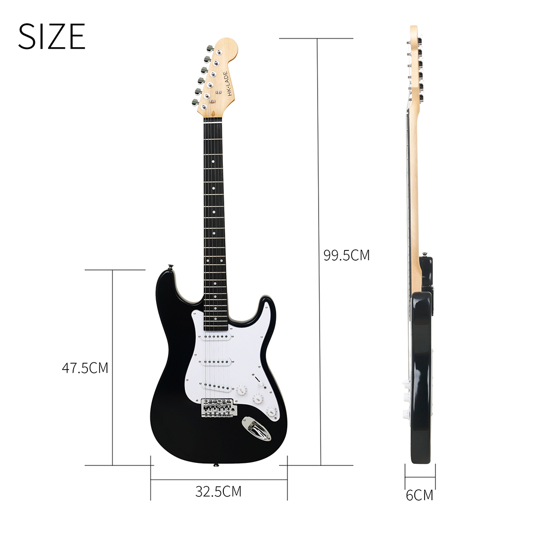 HK LADE New ST-850 ST Electric Guitar with Rosewood Fingerboard - Complete Starter Kit (Amplifier, Gig Bag, Strap, Picks, Strings)