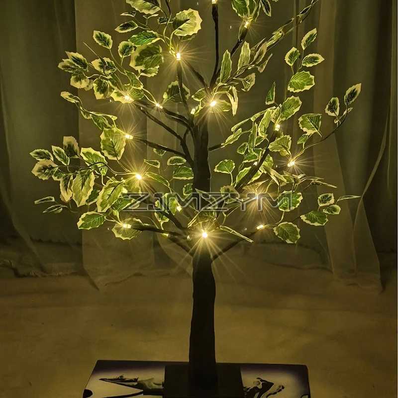 LED Tree Light Tabletop Bonsai Leaves Tree Lamp Battery/USB Operated Centerpiece Tree Light for Christmas Home Wedding Decoration XJ250703