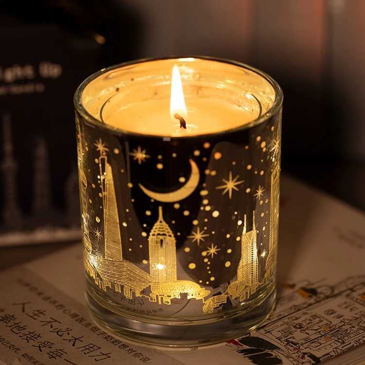 Smokeless Aromatherapy Fragrant Candles Soy Wax Creative Bedroom Decoration Electroplating Cup LED Votive Candle Cup Gift Box W250704