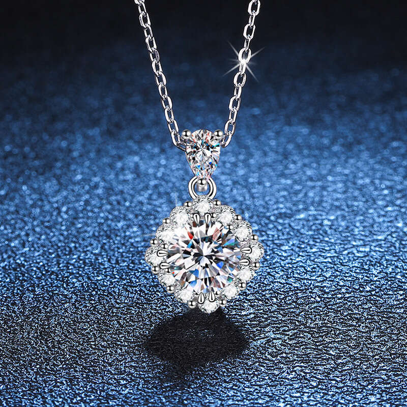 Pure S925ier Pendant for Women, Brilliant S925quare Bag, 1 caratS925 D Color Necklace, MoiS925S925anite Necklace a32