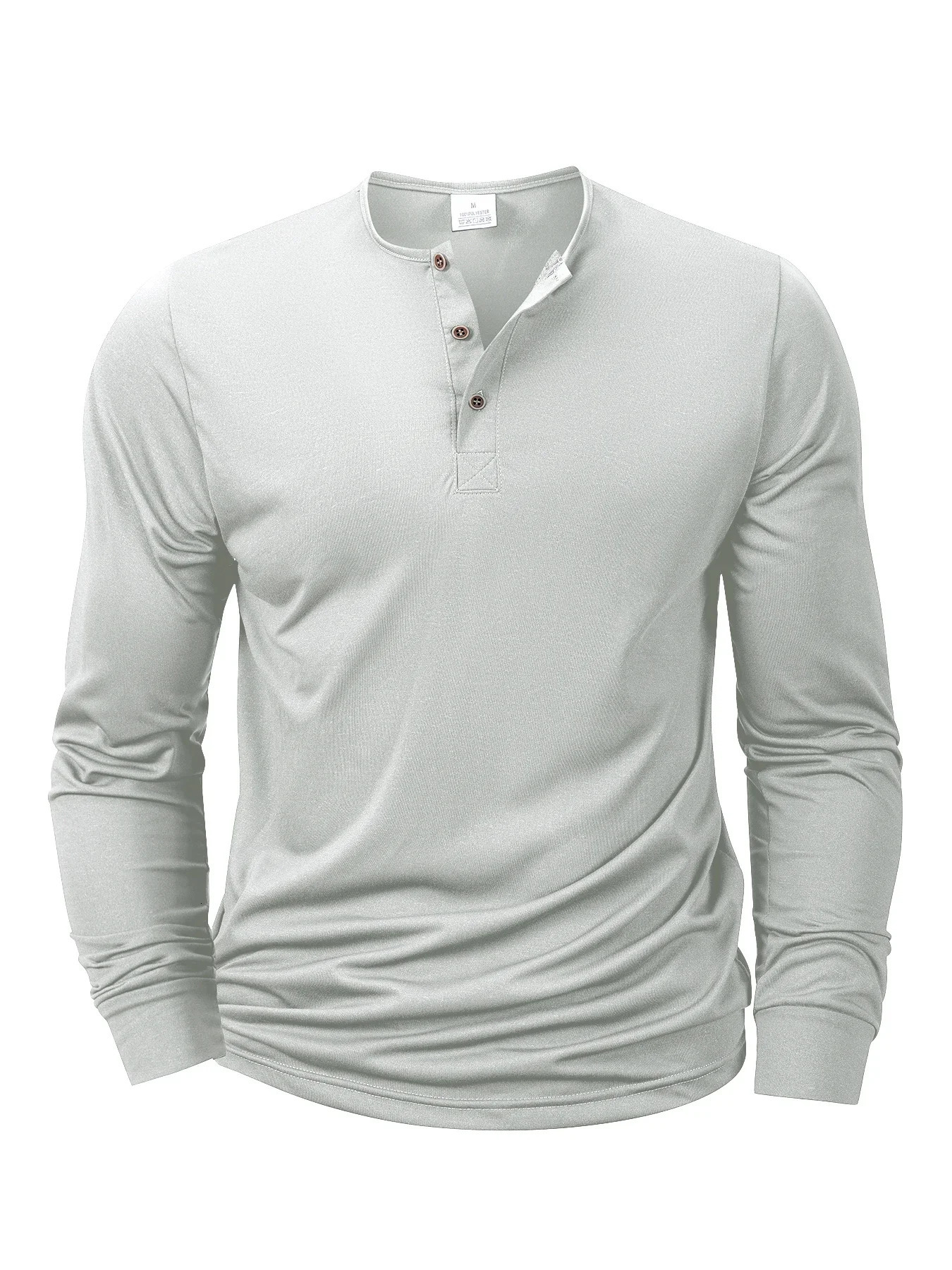 Mens Long Sleeved Henley Neck T-shirt Slim Fit Bottoming Shirt Fitness Tops Tees Button Neck Casual Cozy Tshirt 250704