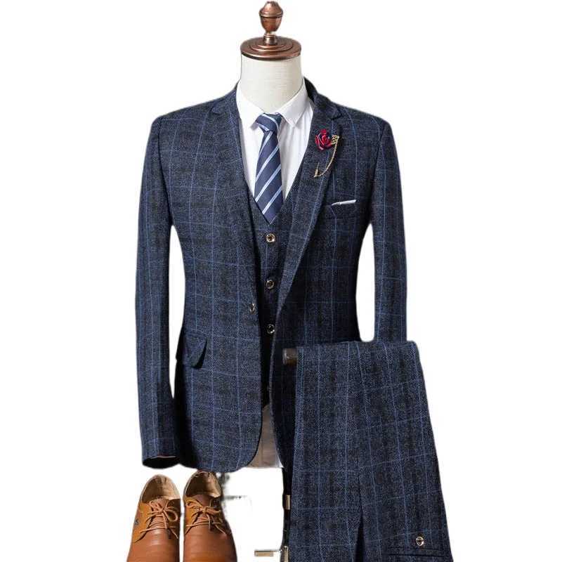 Mens Wedding Business Formal Slim Suit 3-piece Fashionable High-end Design Banquet Suit (Blazer+vest+pants) Size S-4XL X250704