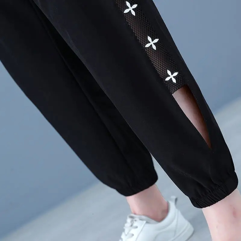 Ice Silk Quick-drying Pants Summer Thin 2025 Hollow-out Casual Harem 250704