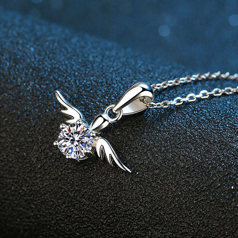 S925 Pure S925ier Plated Pendant Women'S925 Angel WingS925 50 PointS925 MoiS925S925anite Necklace 38f