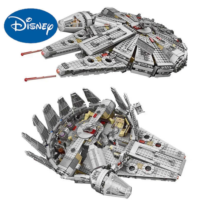 DISNEY 1381 Pcs Space Millennium War Ship Spacecraft Set Falcon Alien MINI 75105 Figure Model Building Blocks Bricks Toy Kids Gift W20250704
