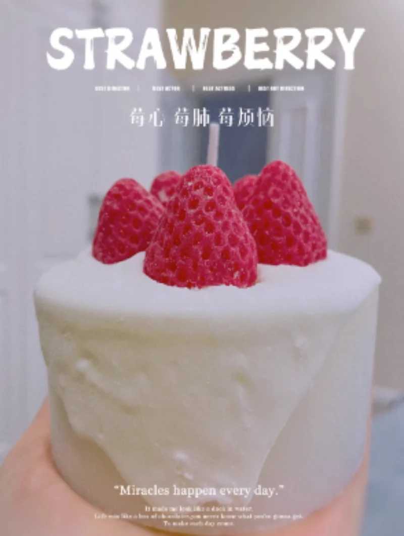 Romantic Candles Handmade Strawberry Cake Scented Candle Luxury Decoration Candle Birthday Decor Wedding Guest Gift Candles W250704