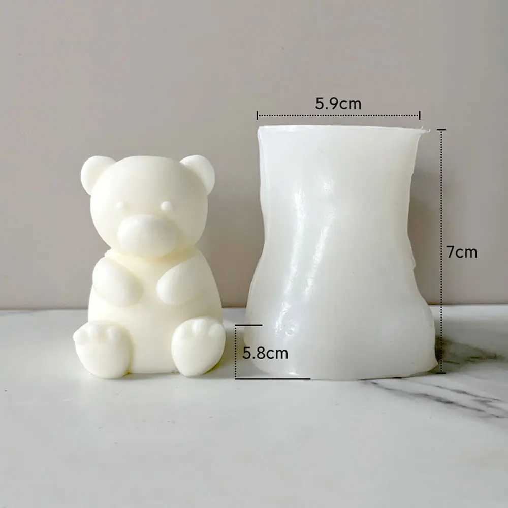 3D Cute Cartoon Bear Silicone Candle Mold DIY Handmade Soap Plaster Ice Cube Baking Mold Birthday Party Gift Making Mold W250704