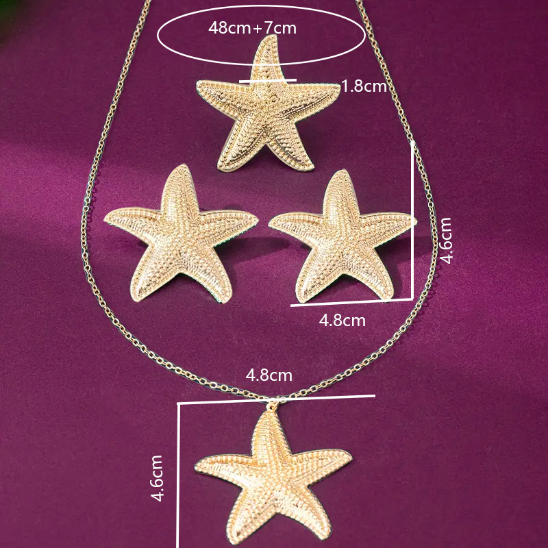 Necklace Earrings Starfish Ring Ocean Style High-end Jewelry Set