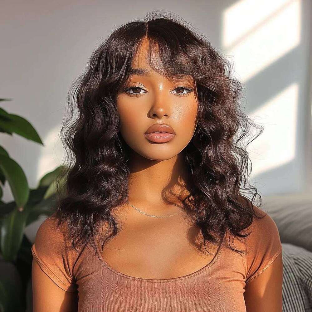 Sleek 33 Human For Women 100% Real Ready To Wear Short Wig 4# Brown Colored Bodywave Hair Wigs