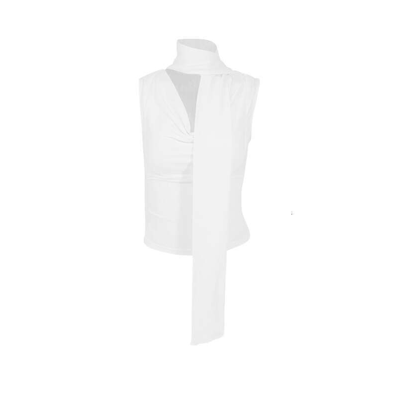 Ruffle Neck Sleeveless Vest for Women Summer Waist Slimming Sexy Fit Purple Tie Strap Top Outerwear 2025 Elegant Versatile New Trendy Fashion Ins
