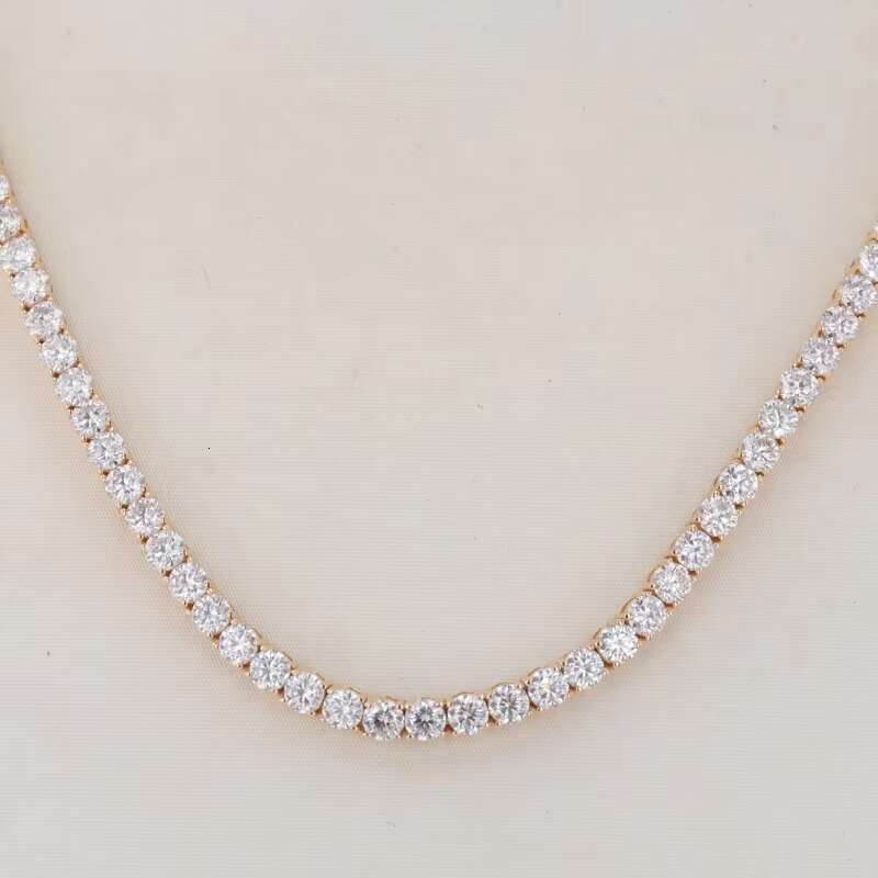 Starsgem S925 Silver Chain Tennis Necklace Round Cut DEF Moissanite Fashion Jewelry