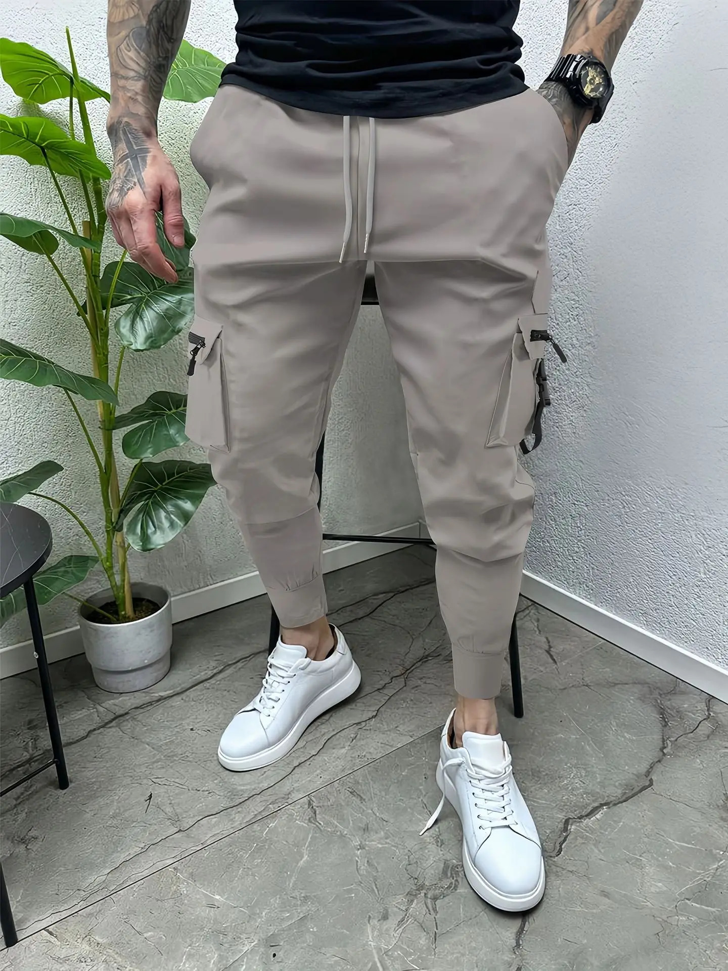 Spring and Autumn men casual multi-pocket slim foot overalls Fashion high street anti-wrinkle outdoor sports trend pants 250704