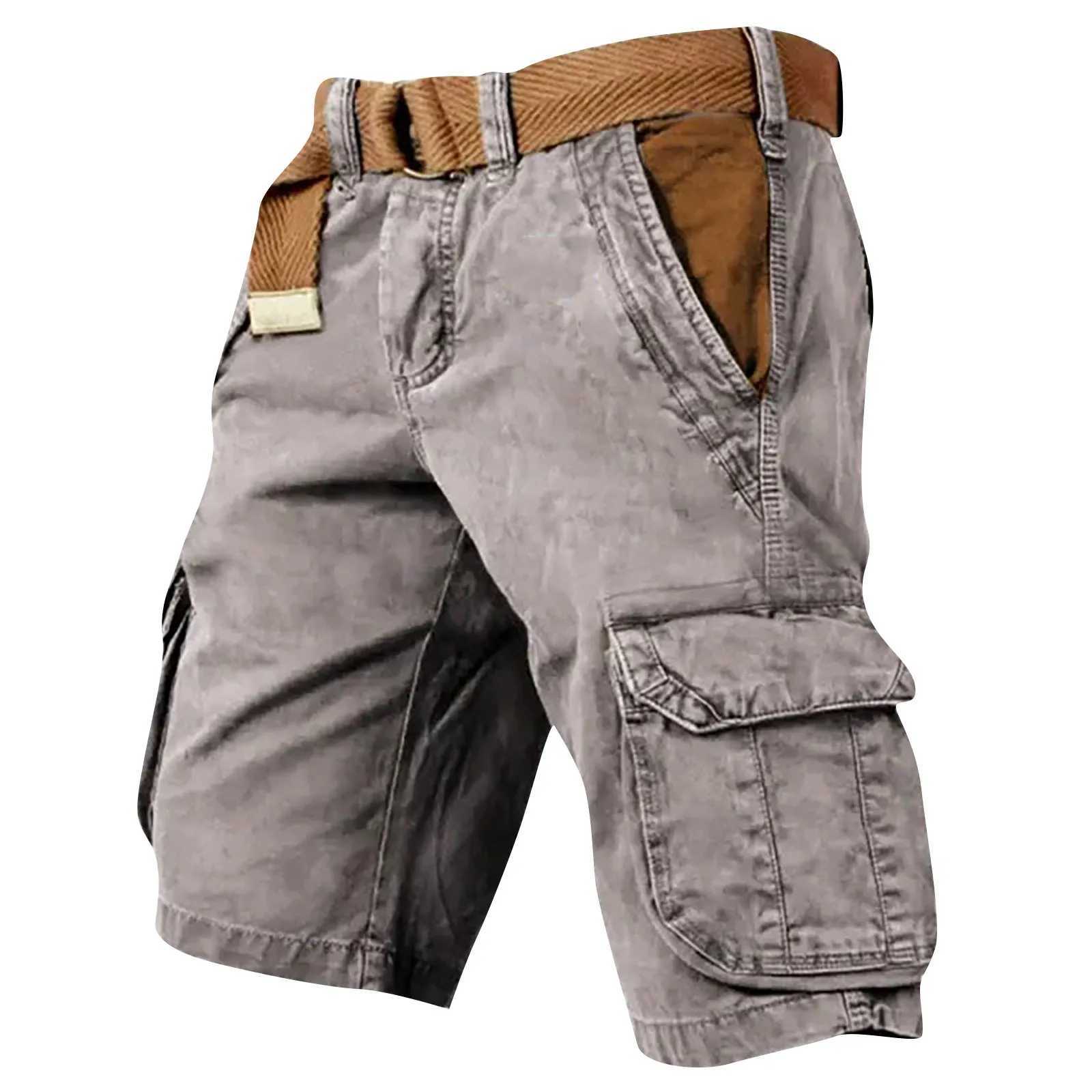 Retro Mens Shorts Overalls Sport Loose Wear Five Quarter Casual Pants With Pockets Summer Cargo Shorts For Men Mens Clothing W250705