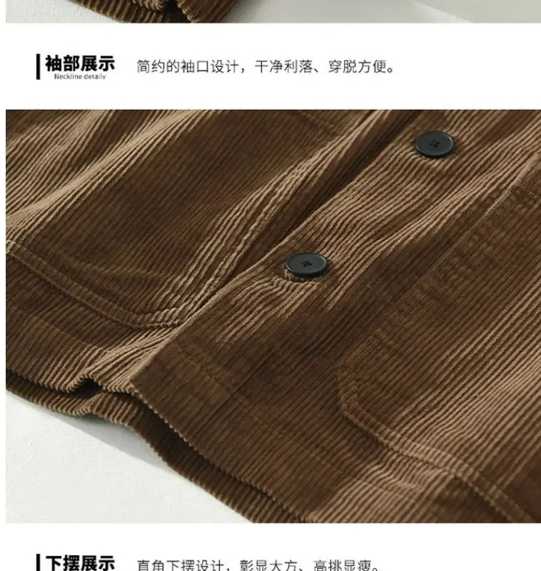 Japanese Retro Corduroy Long-sleeved Shirt Men Autumn Jacket American Workwear Casual Cardigan 250704