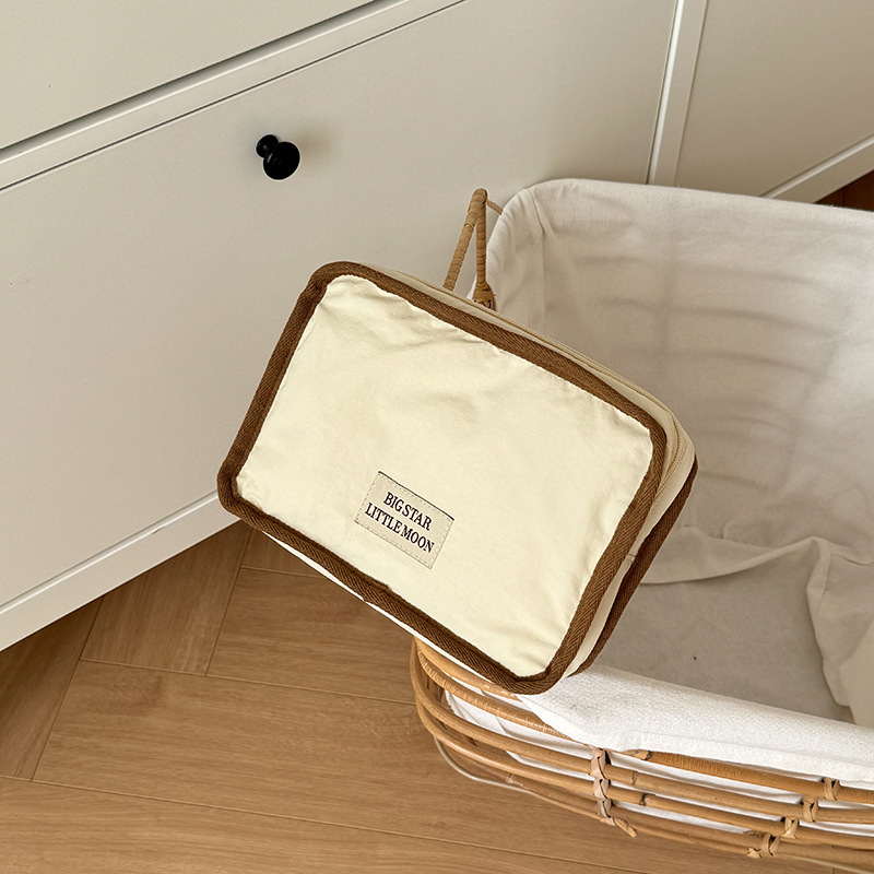 AN32-Solid color simple corduroy cosmetic bag travel portable carry-on clutch bag with zipper toiletries storage bag